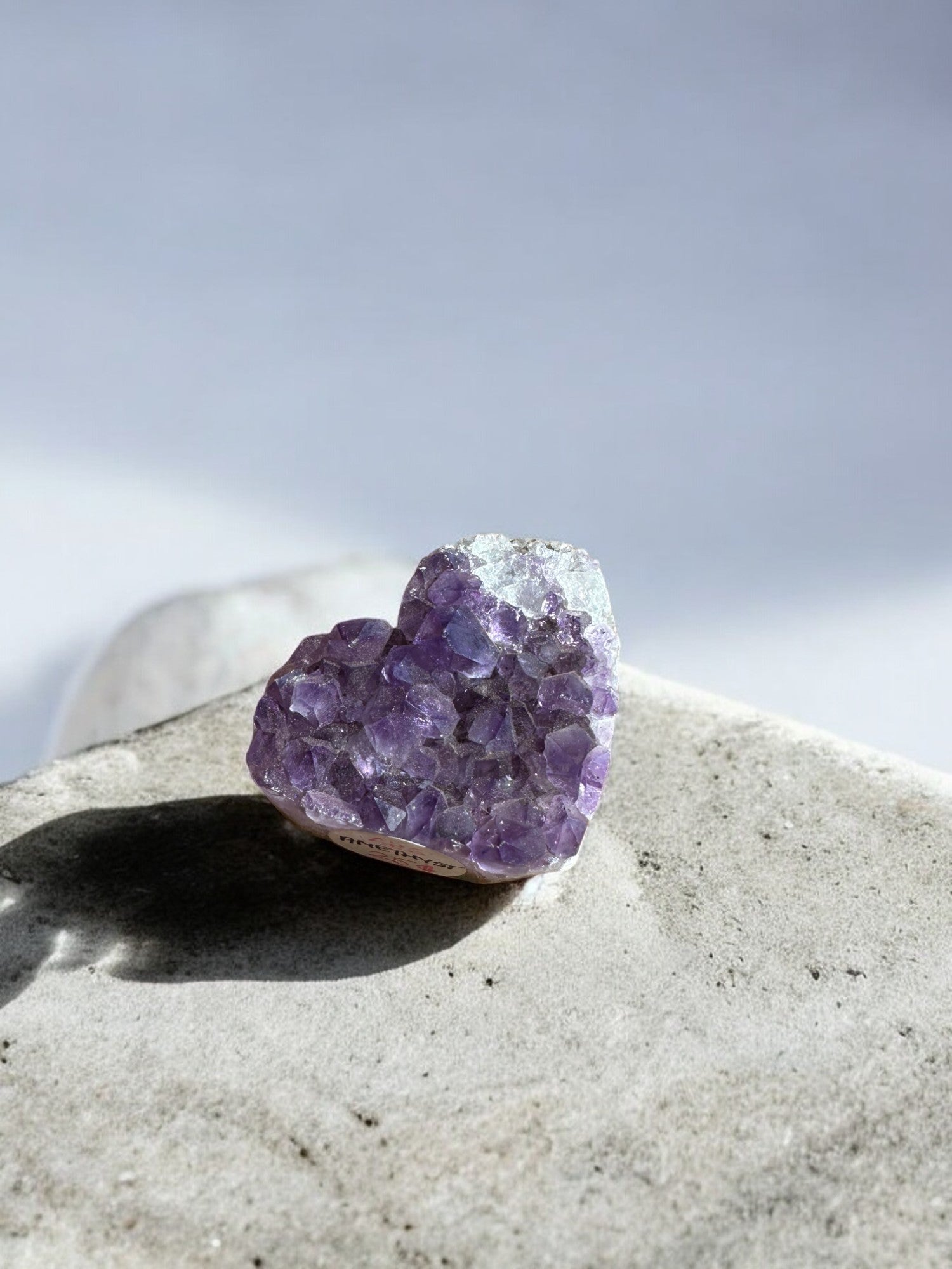 Amethyst crystal heart with quartz