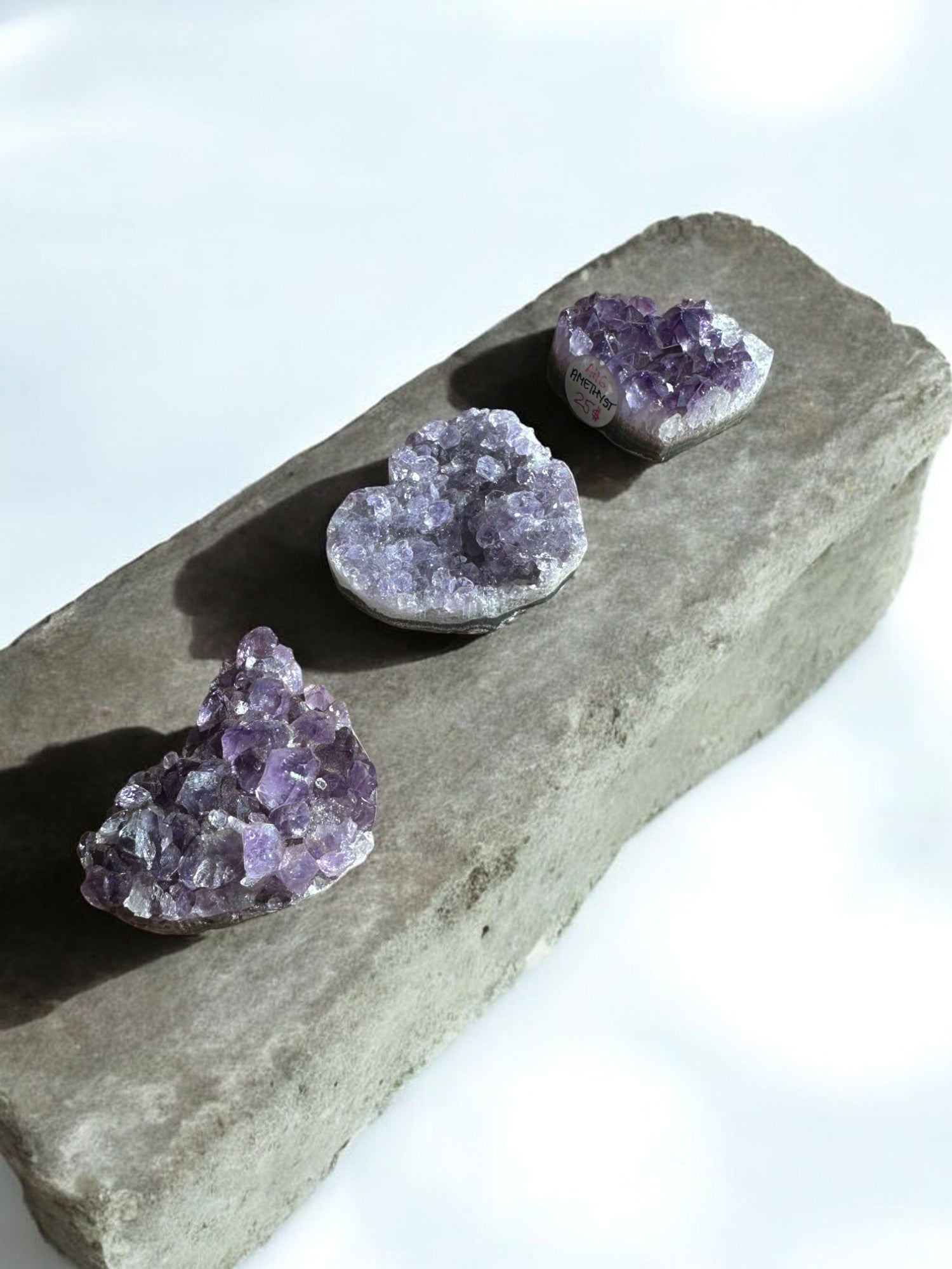 Amethyst crystal hearts