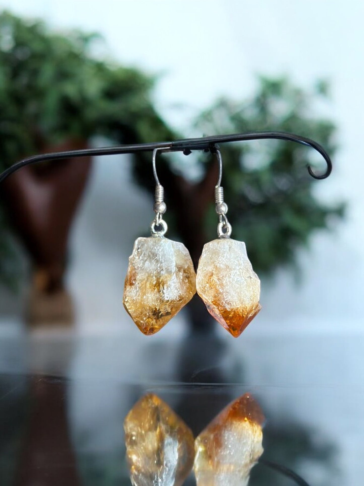 Citrine crystal statement earrings