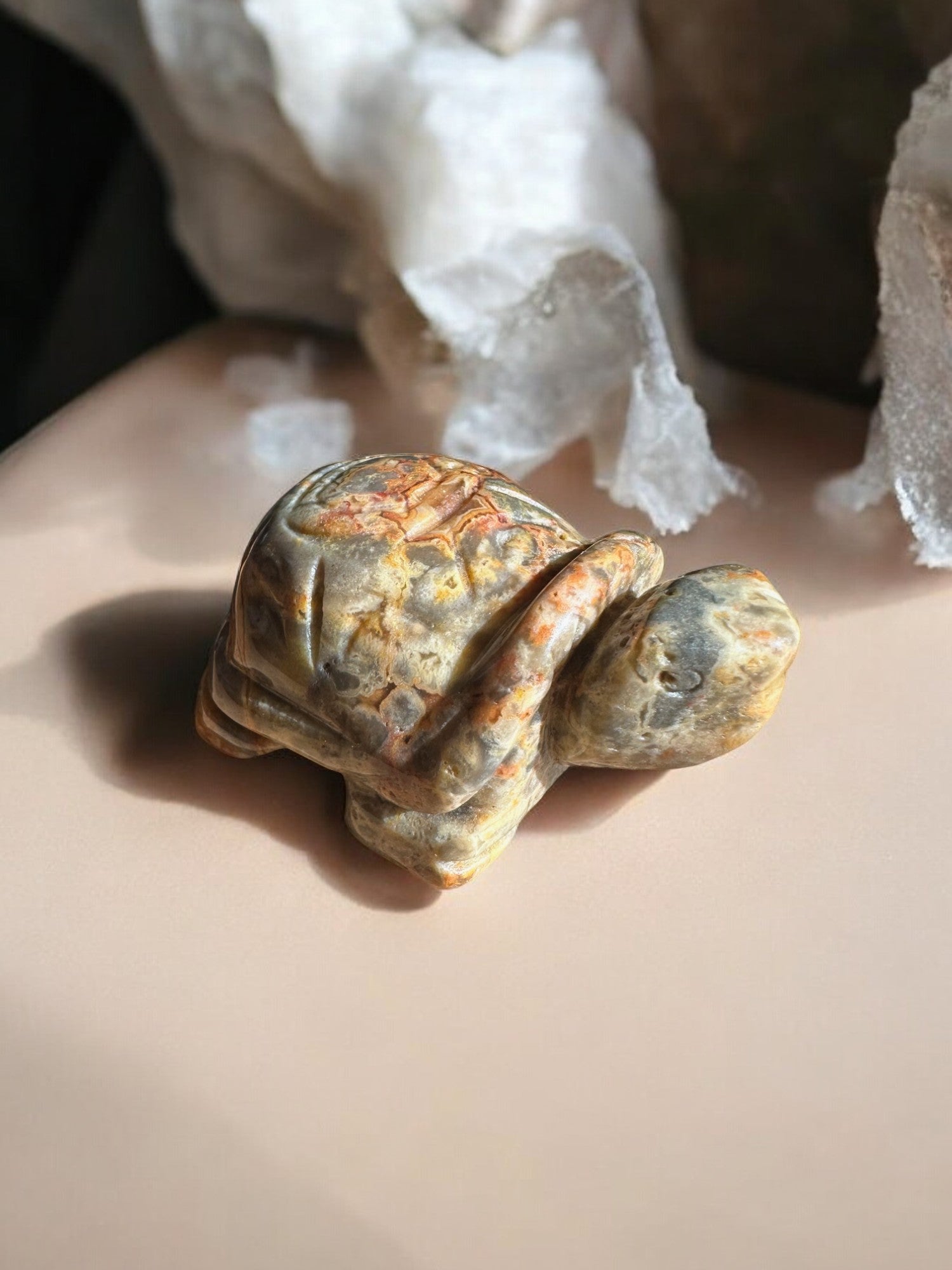 Yellow Crazy lace agate turtles crystal animal 