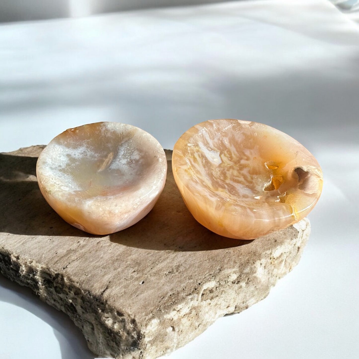 Flower agate crystal bowls