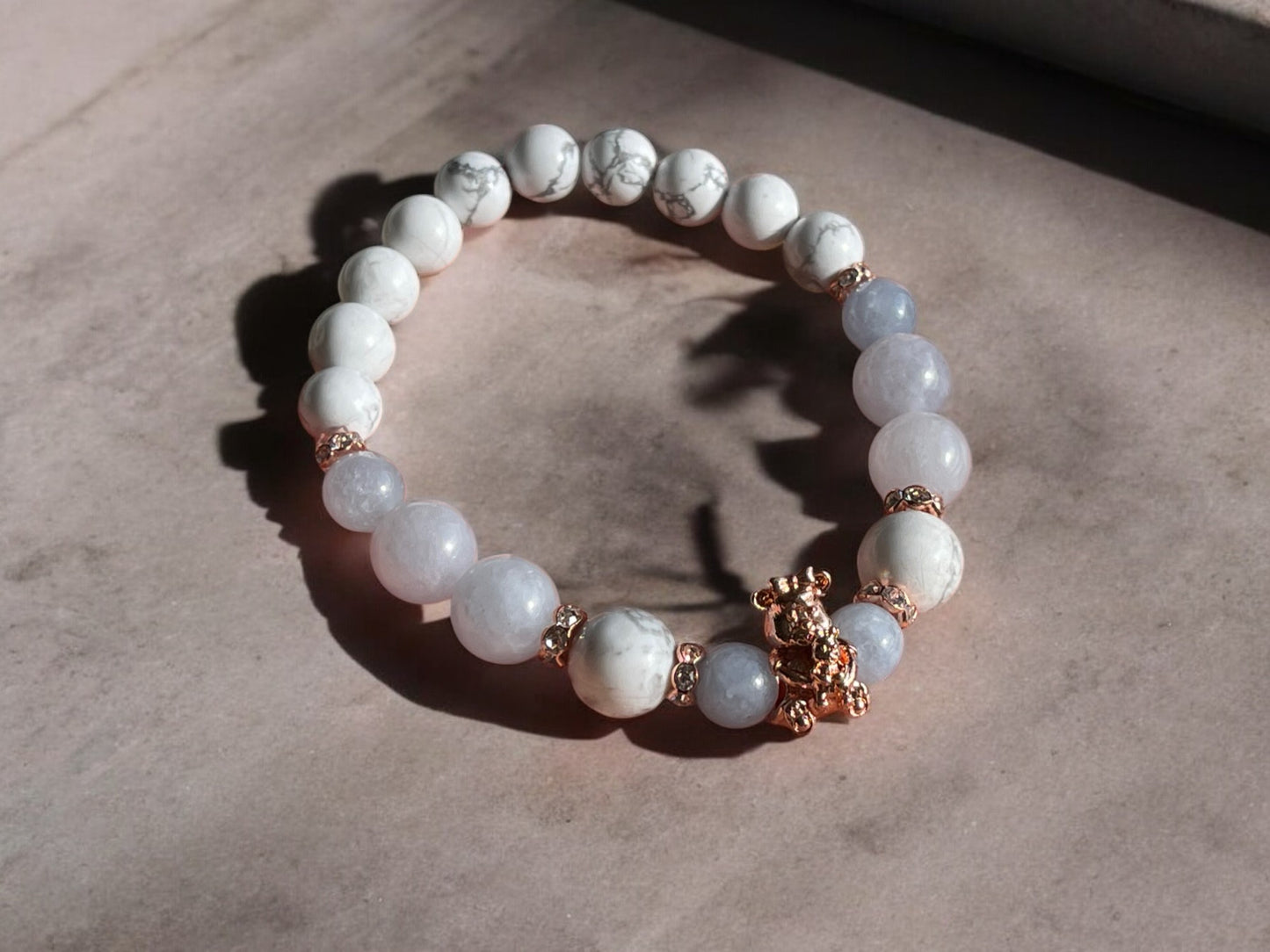 Howlite and aquamarine crystal jewellery