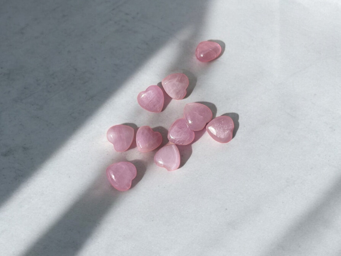 Kunzite gem grade crystal hearts