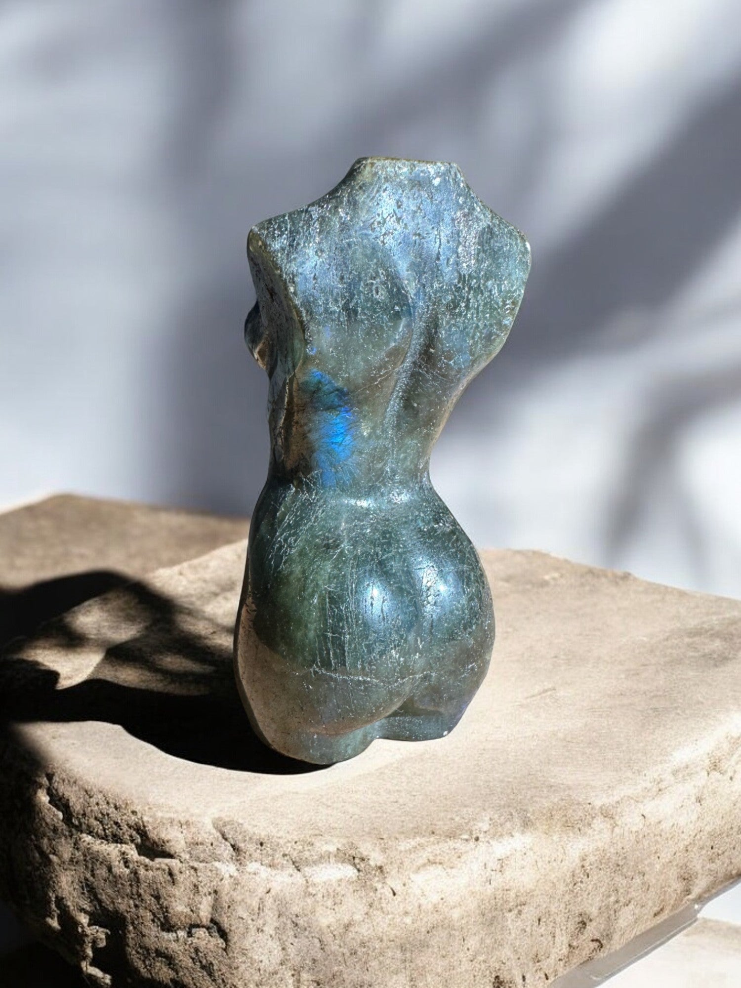 Labradorite goddess crystal figurine back side