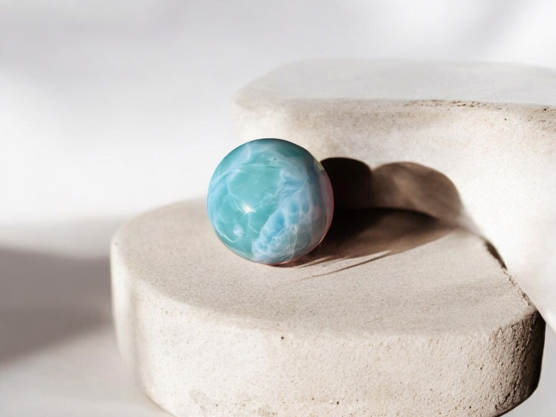 Larimar stone crystal sphere S4 closer view