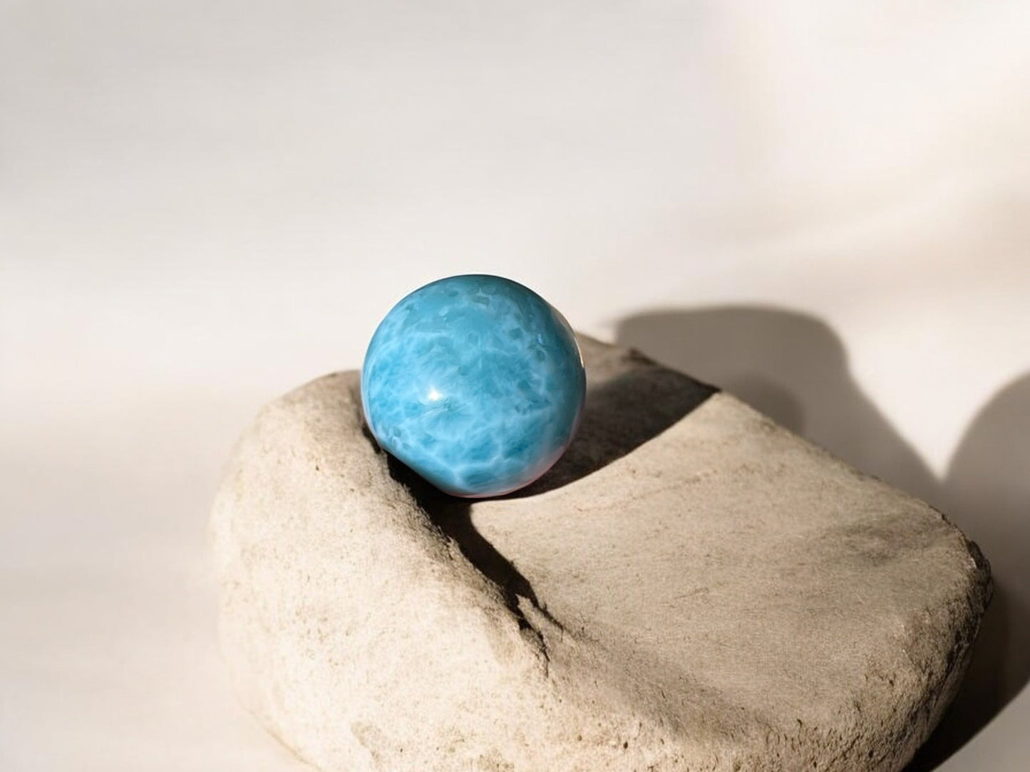 Larimar stone crystal sphere S7 back view