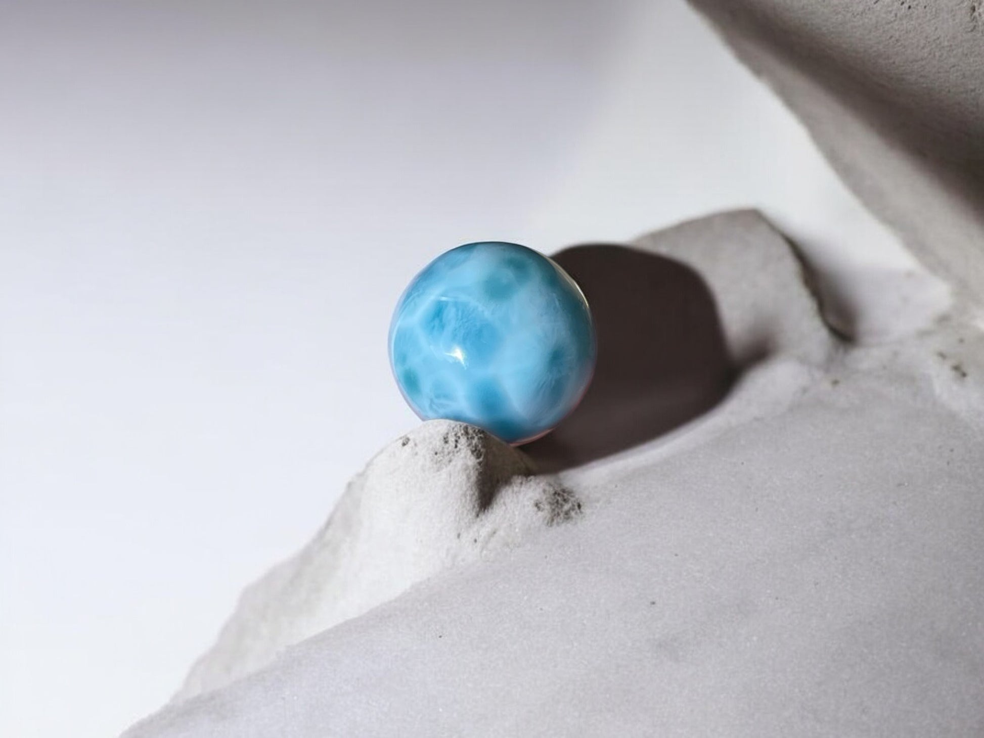 Larimar stone crystal sphere S9 back view