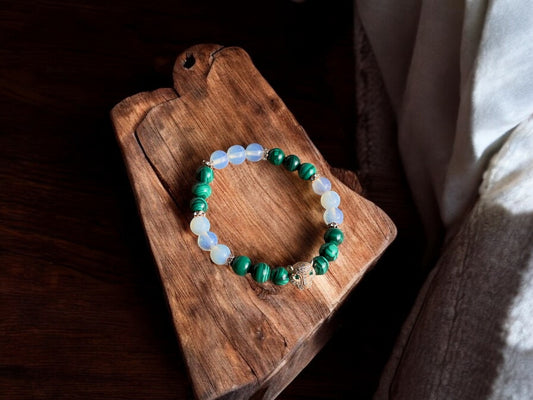 Malachite and opalite crystal bracelet