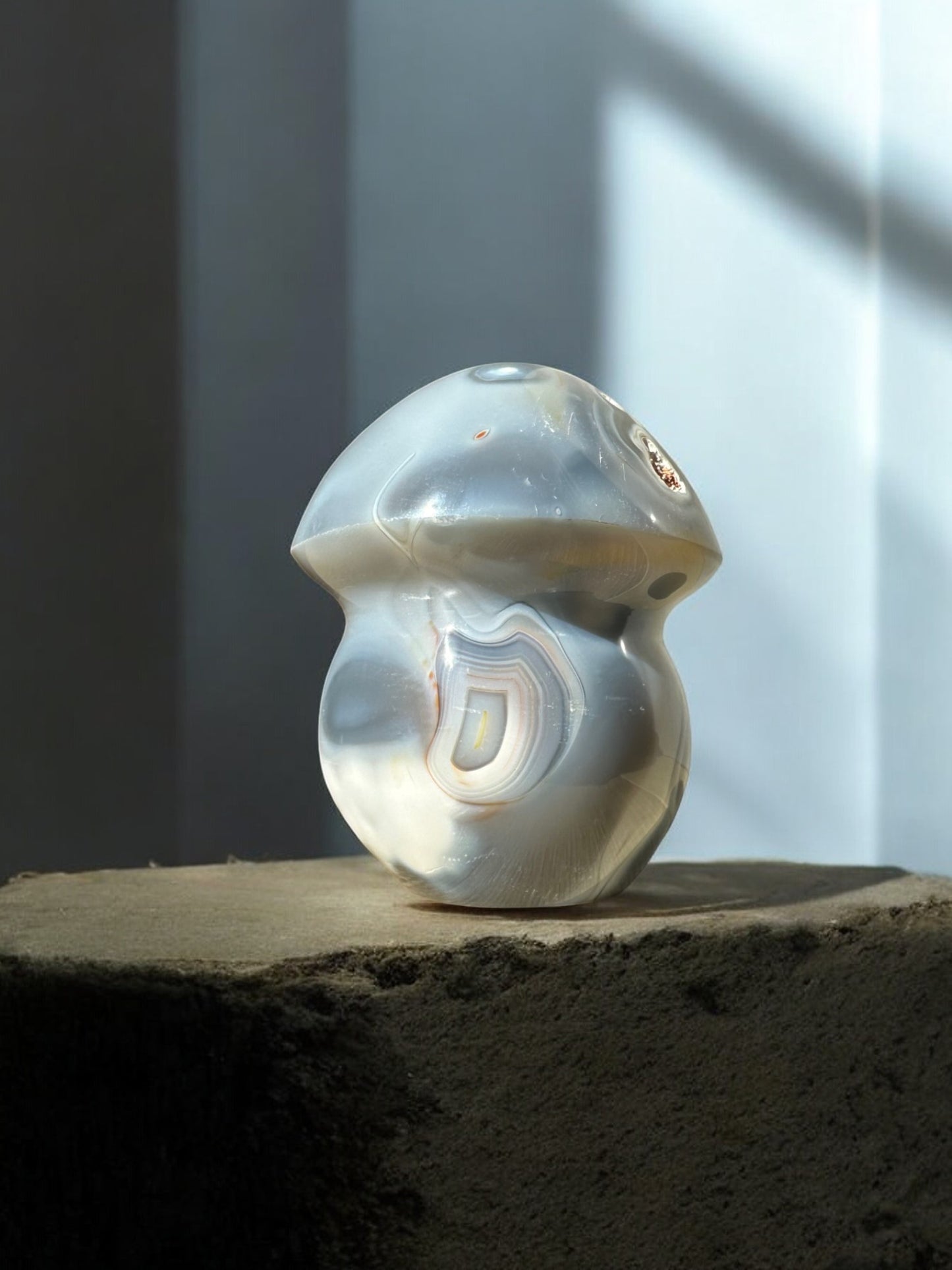 Orca agate mushroom crystal figurine back view