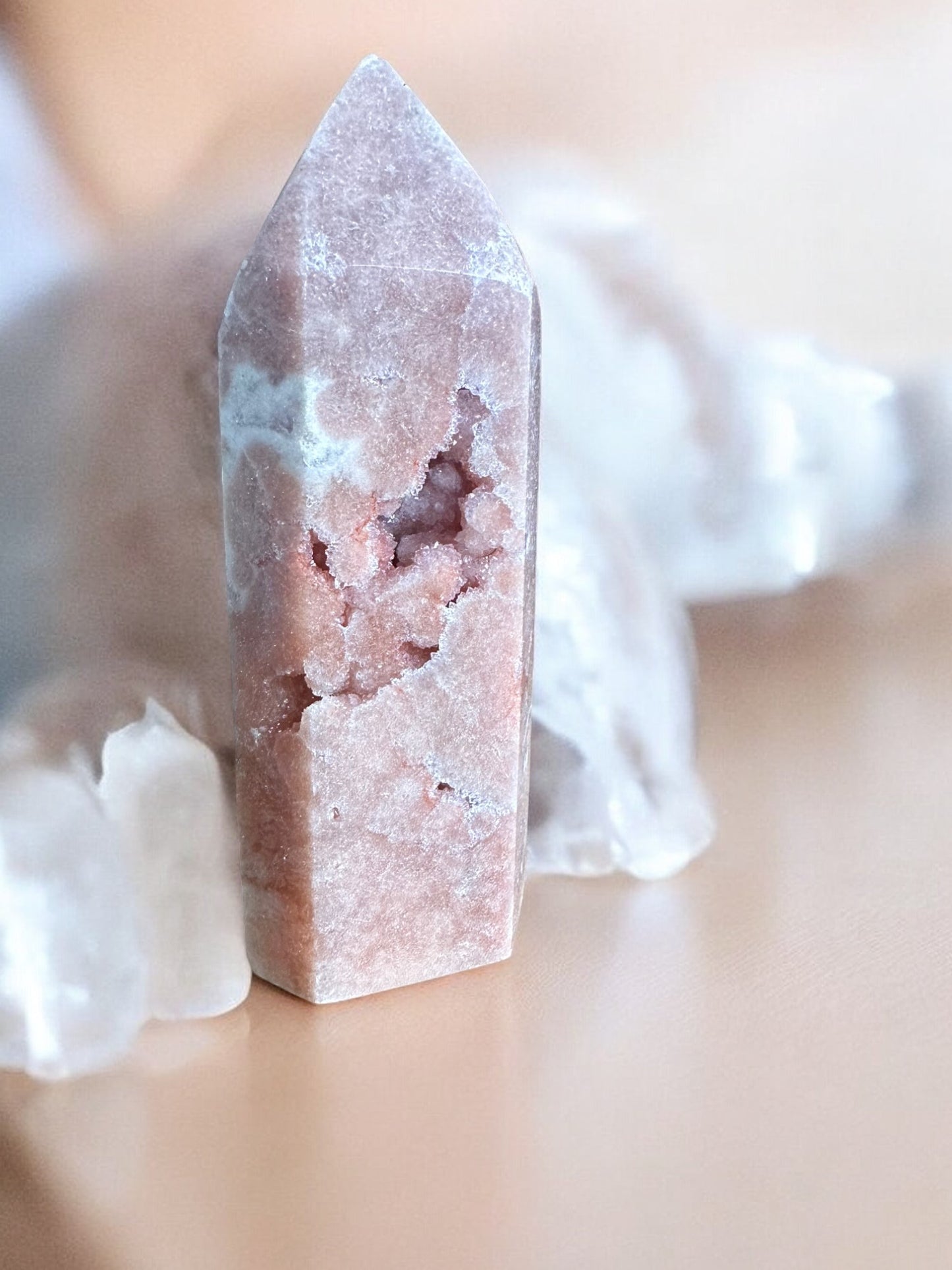 Pink amethyst tall crystal point