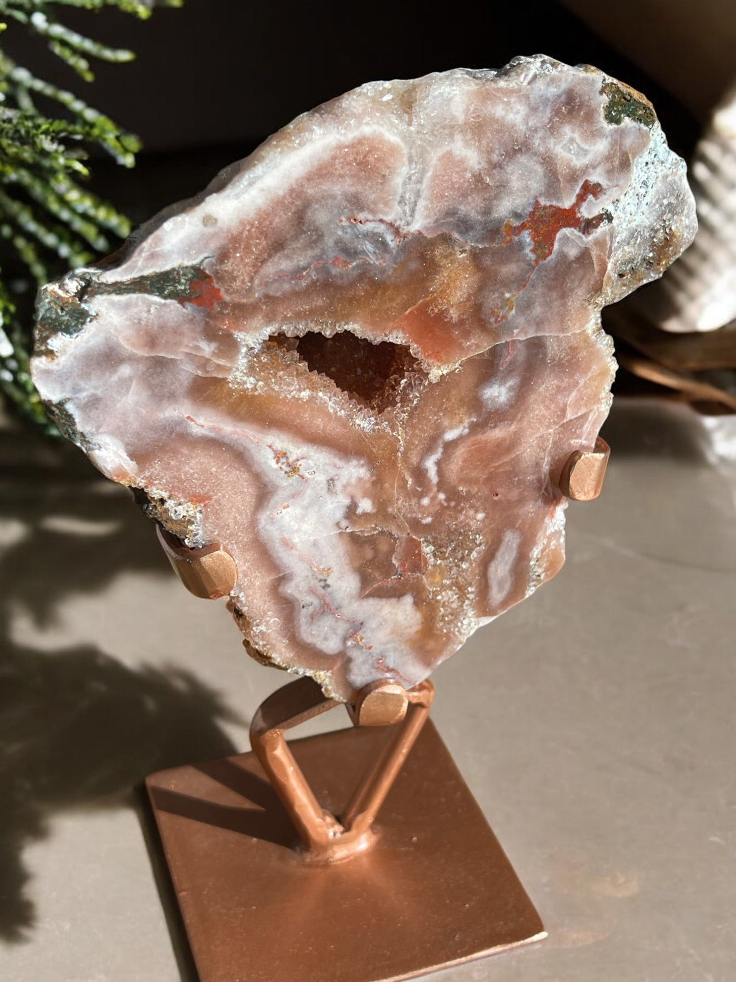 Pink amethyst crystal slab 012