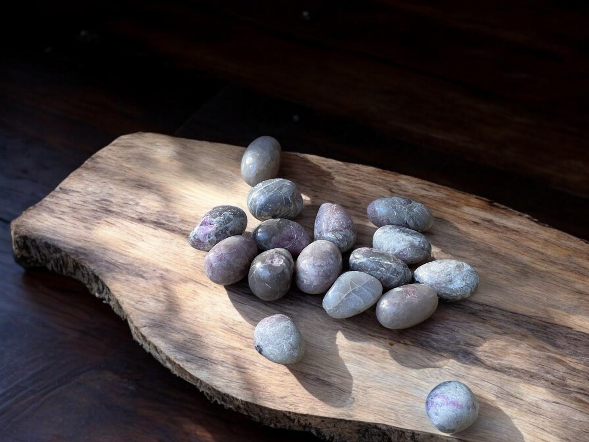 Pink tourmaline tumbled crystals