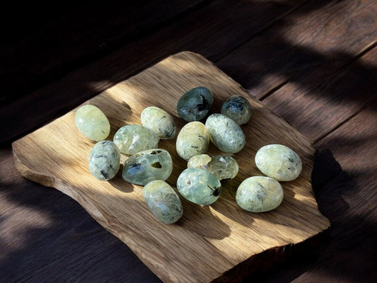 Prehnite tumbled crystals