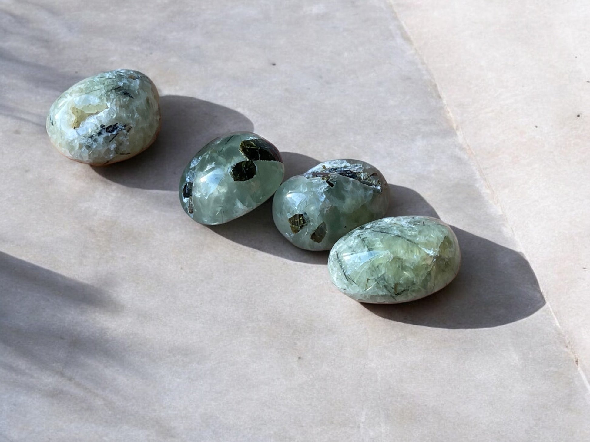 Prehnite tumbled stones