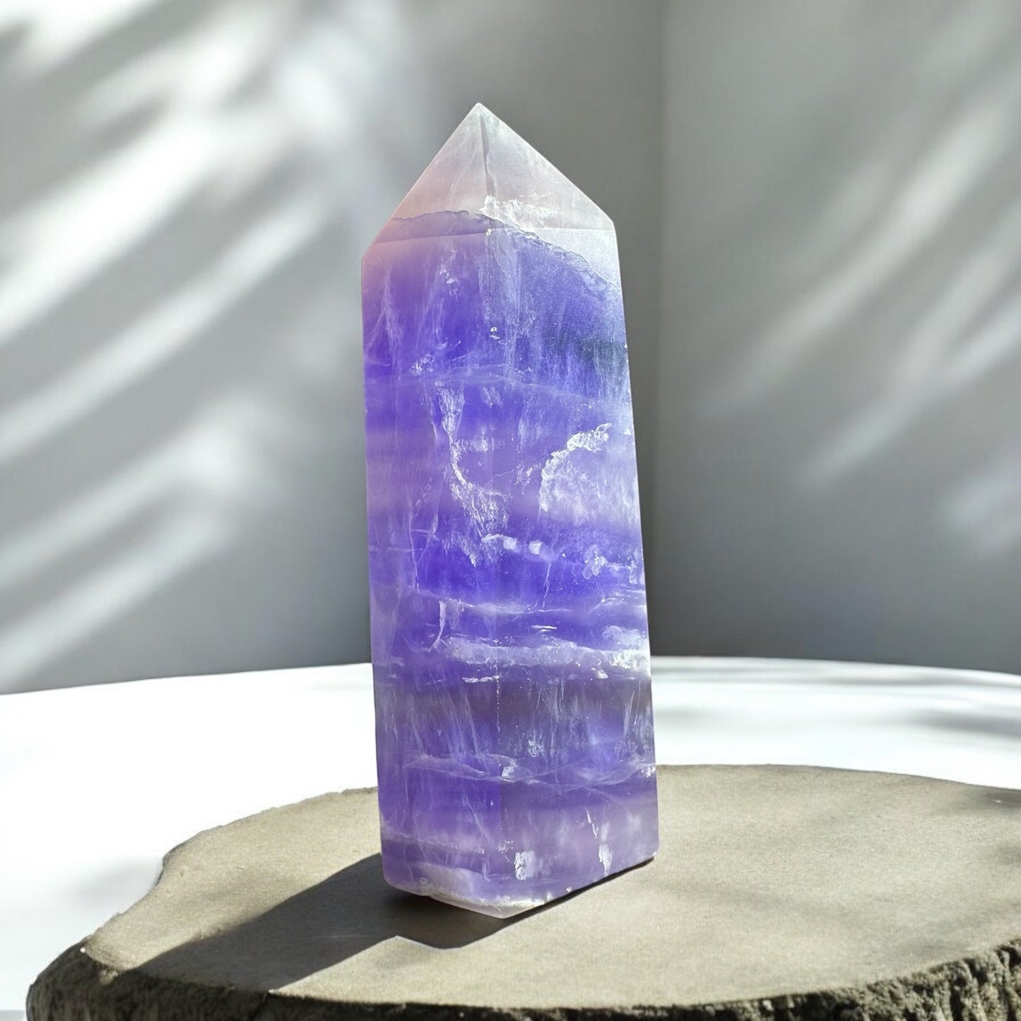 Purple fluorite crystal tower