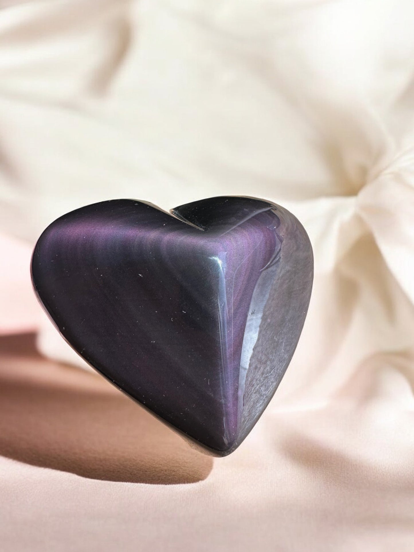 Rainbow obsidian crystal heart