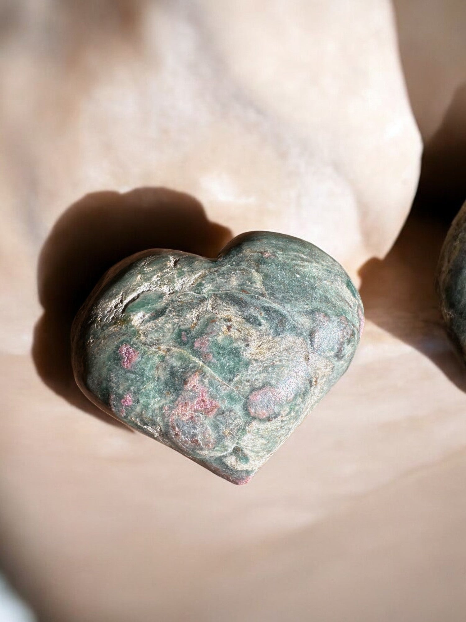 Ruby in zoisite crystal heart