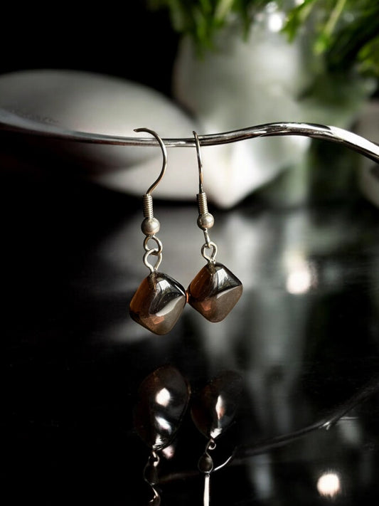 Smoky quartz crystal earrings