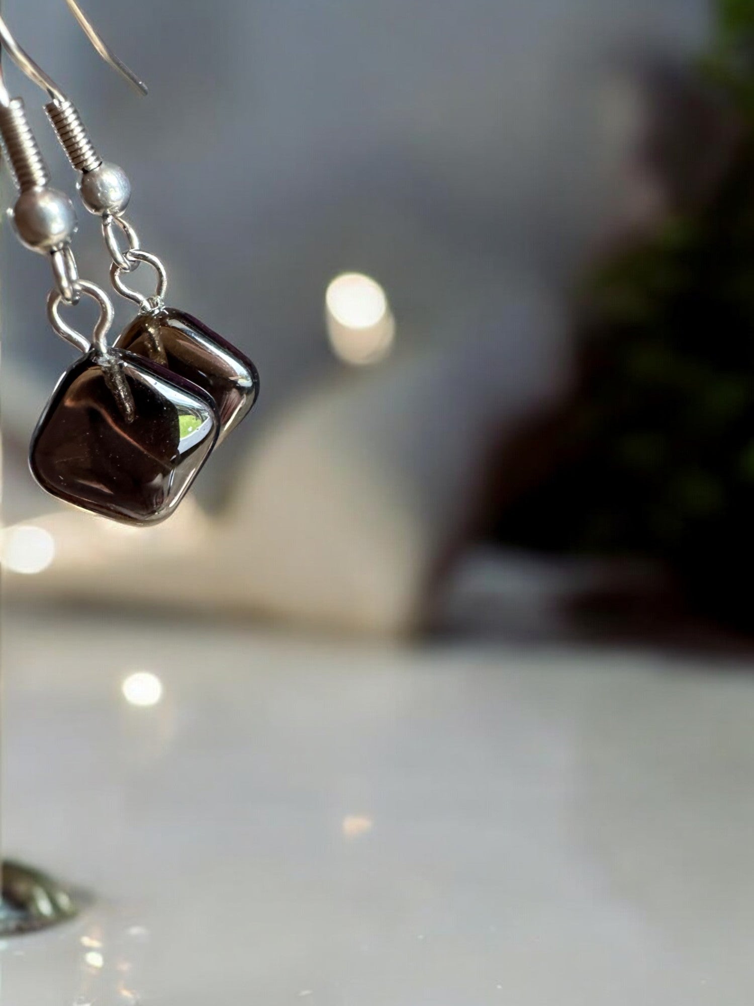 Smoky quartz gemstone earrings