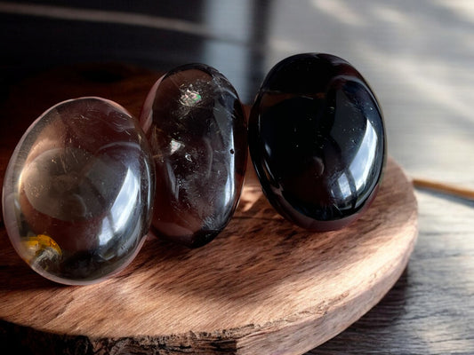 Smoky quartz palm stones