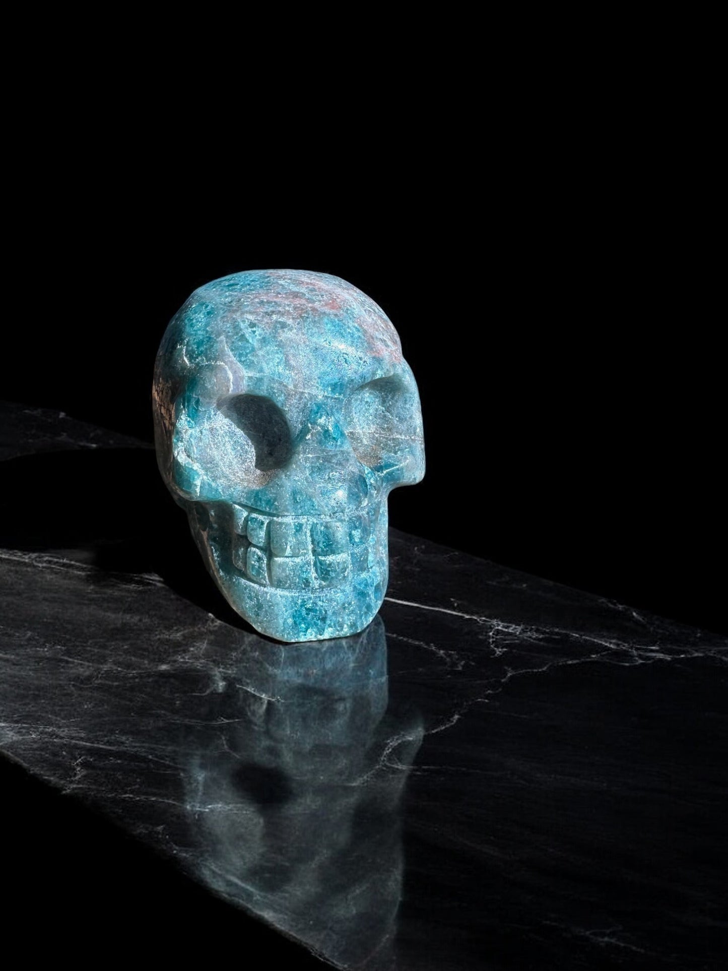 blue apatite crystal skull