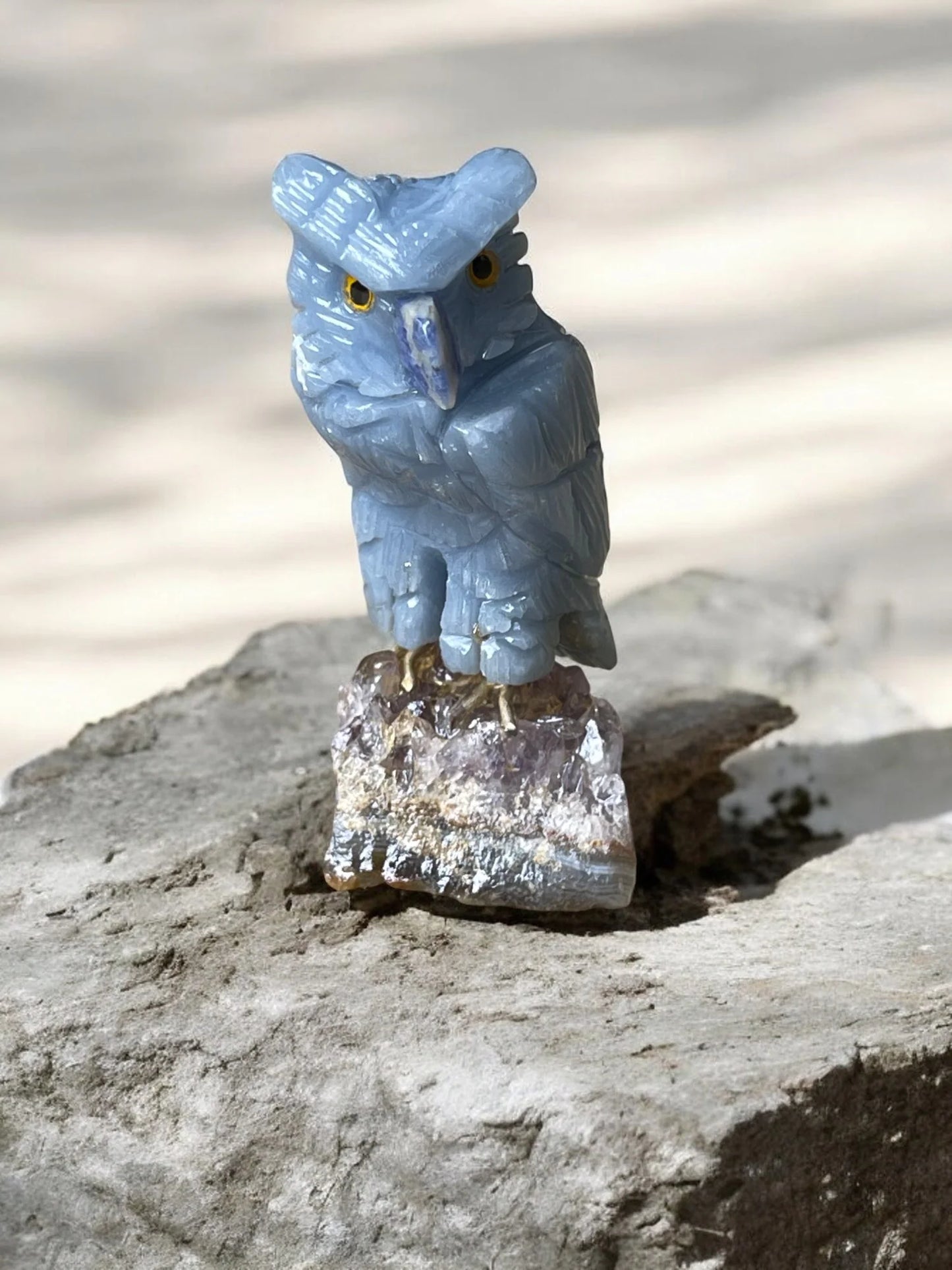 Blue chalcedony crystal carving