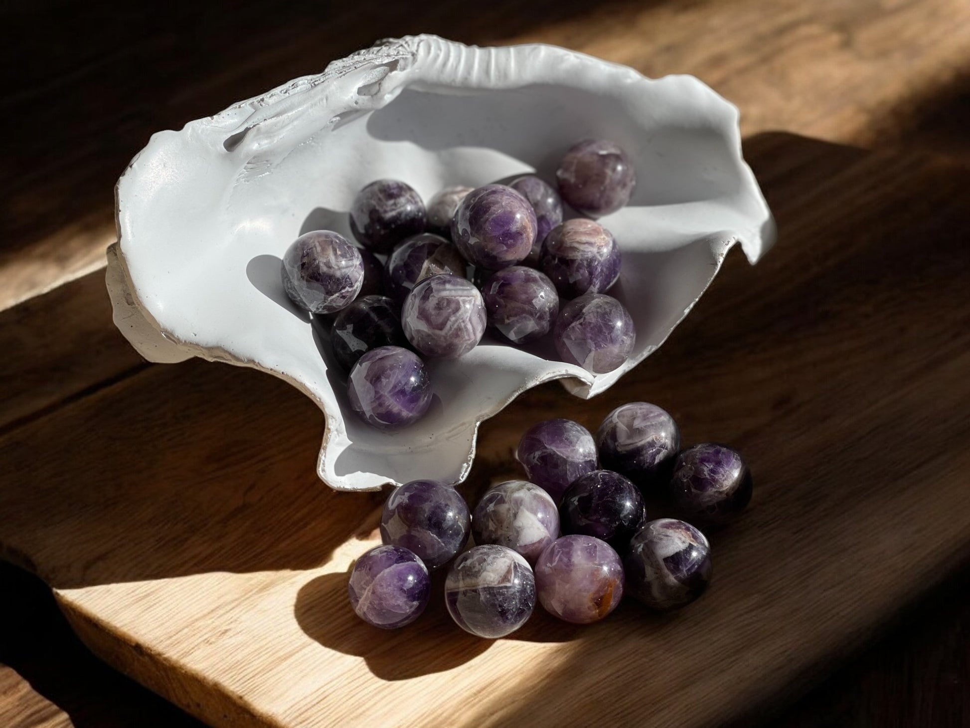 Chevron amethyst crystal spheres