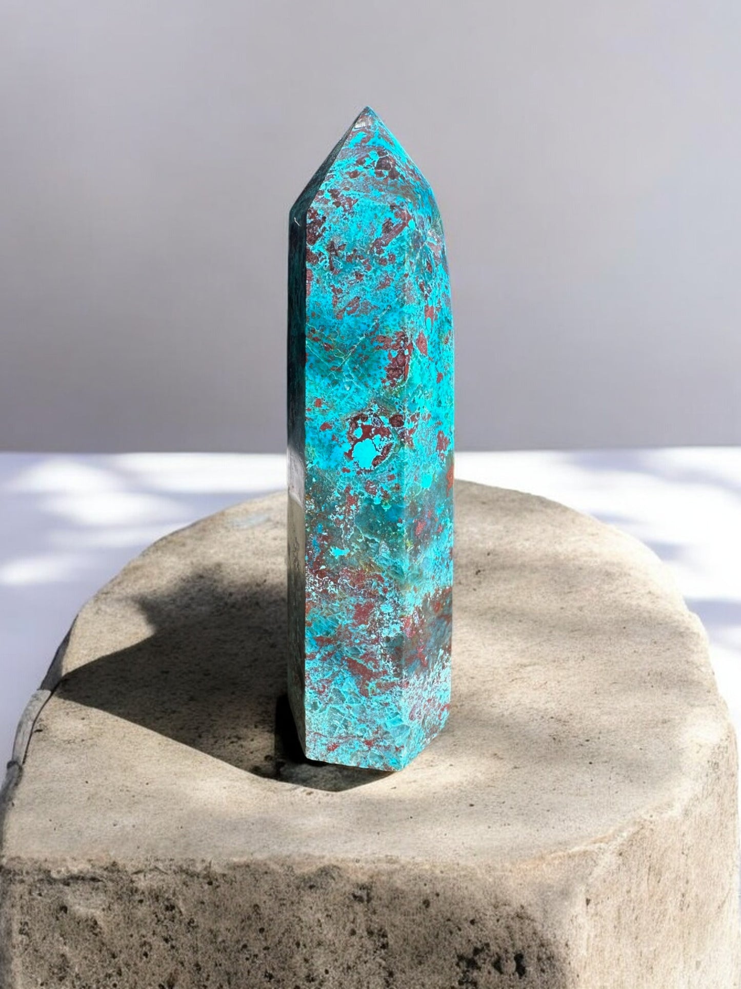 Chrysocolla crystal tower option C33 front view