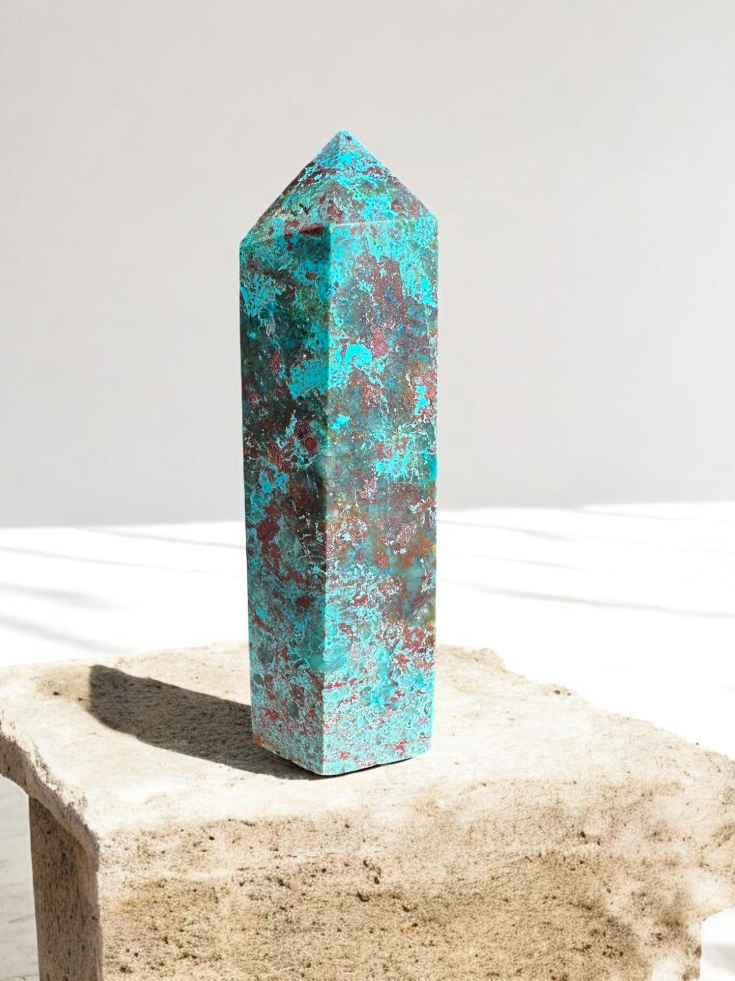 Chrysocolla crystal tower option C34 front view