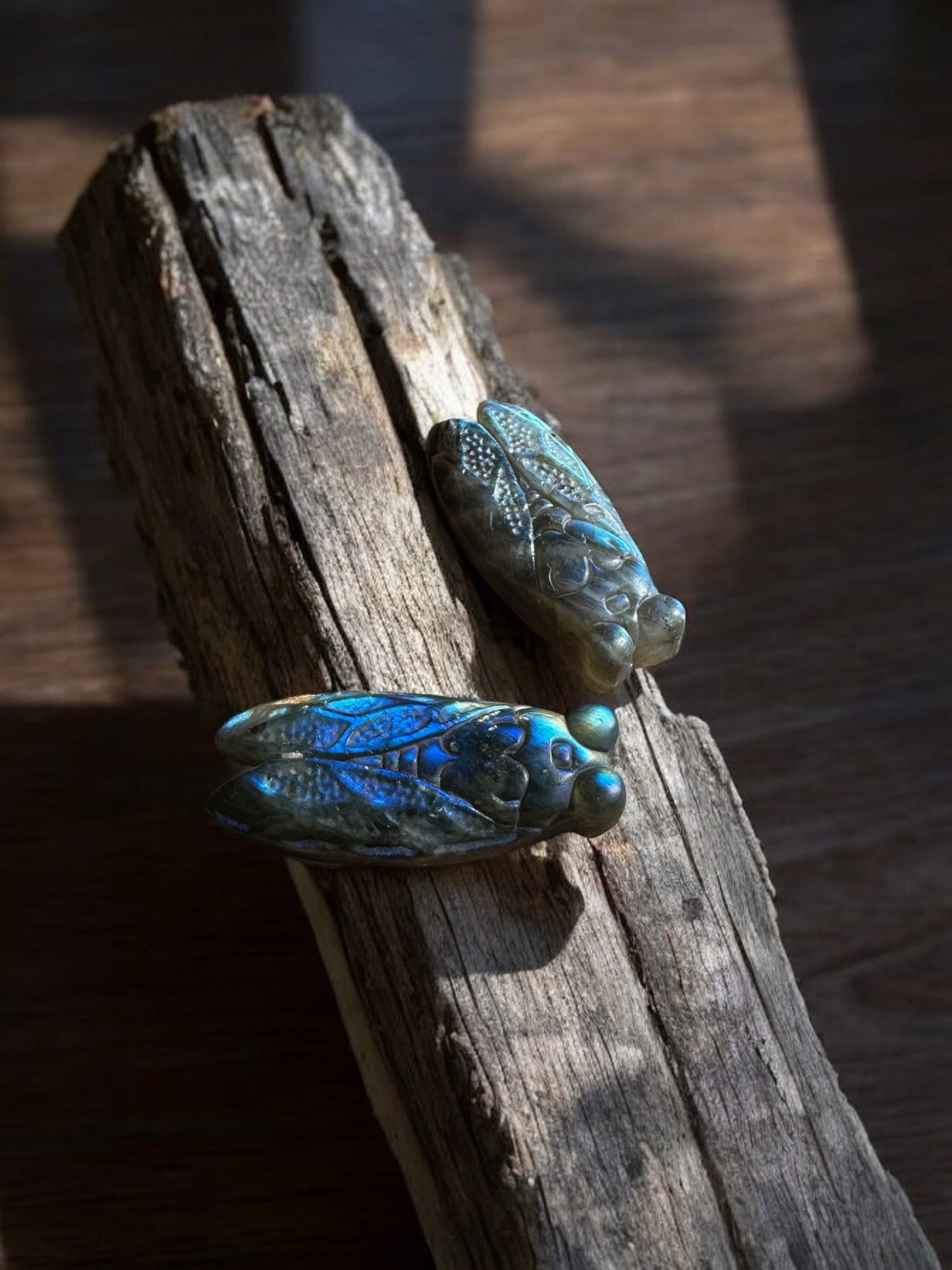 Cicada labradorite crystal figurines