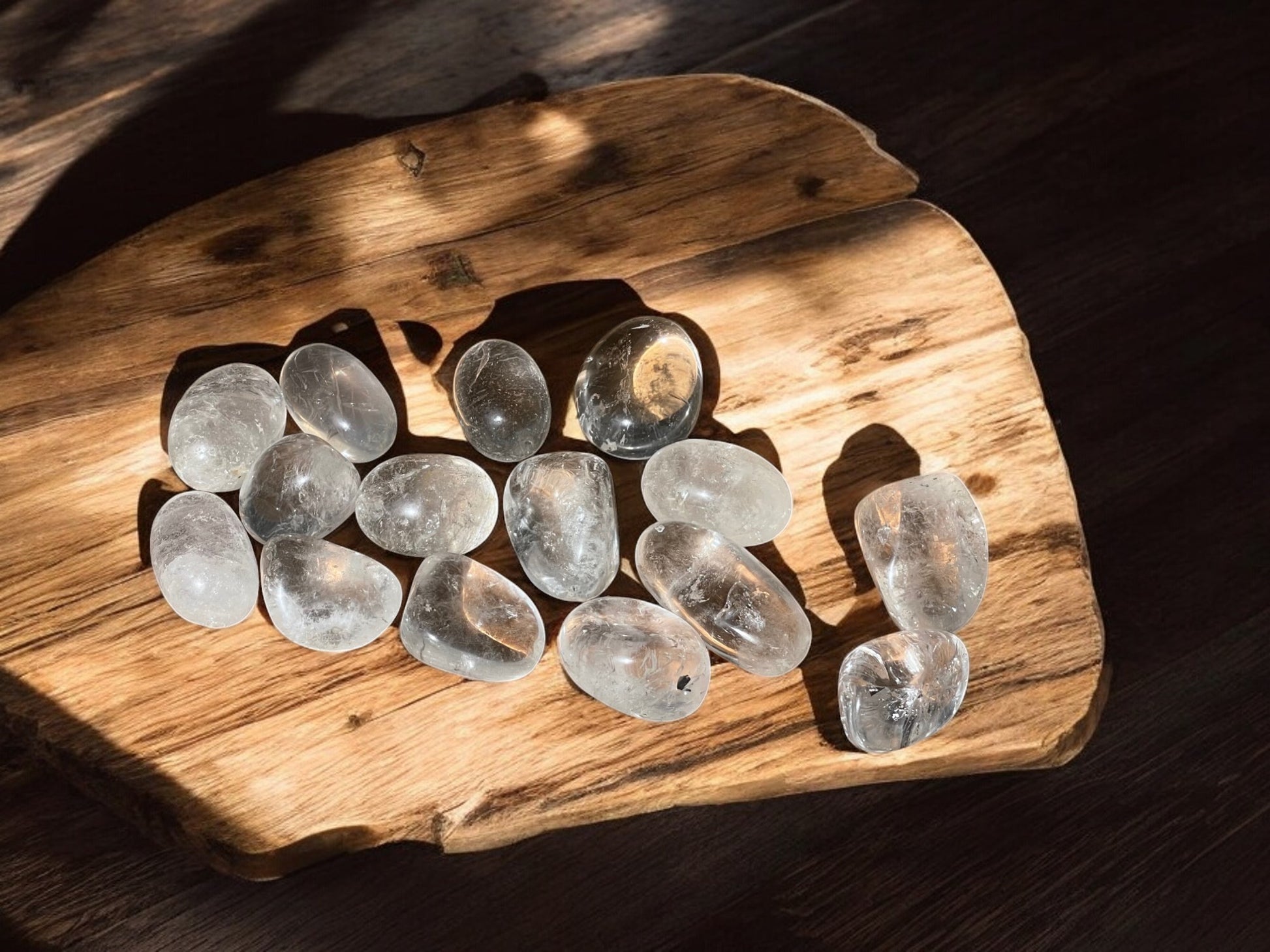 Clear quartz tumbled crystals