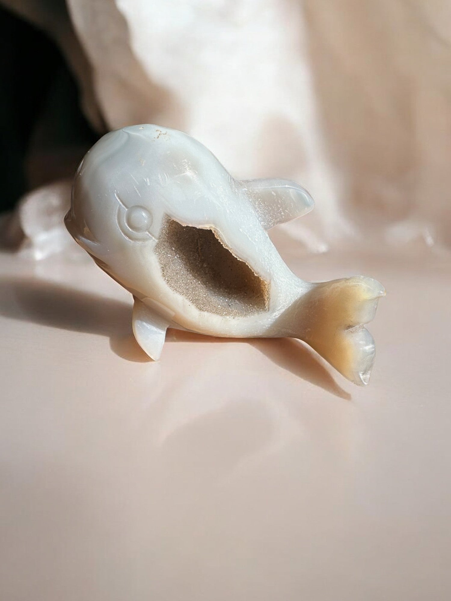 druzy agate crystal figurine dolphin