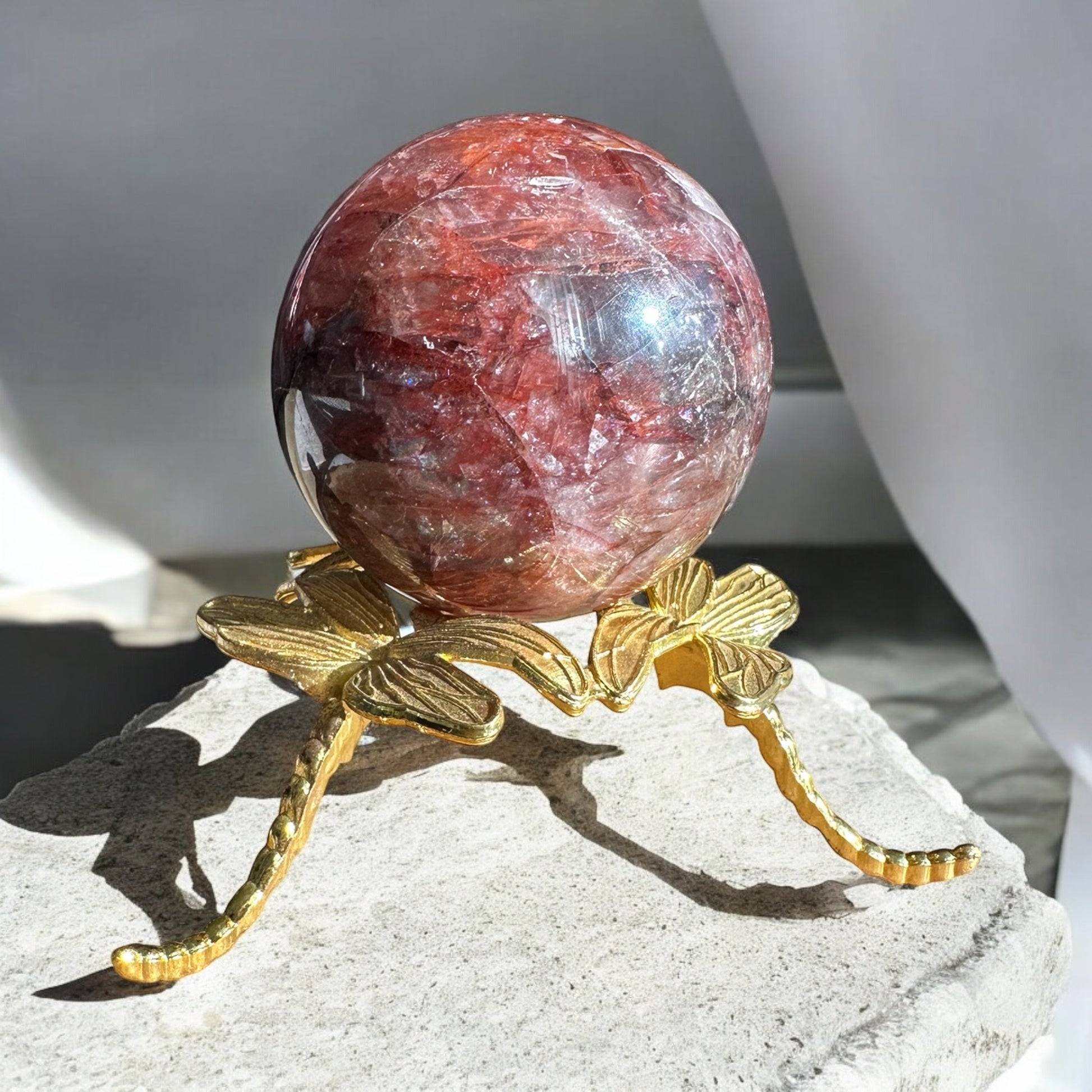 fire quartz sphere dark red back view