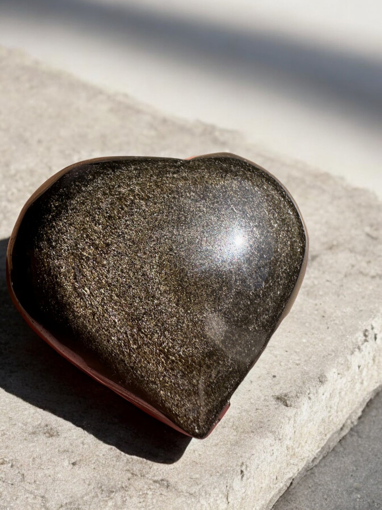 Golden sheen obsidian crystal heart