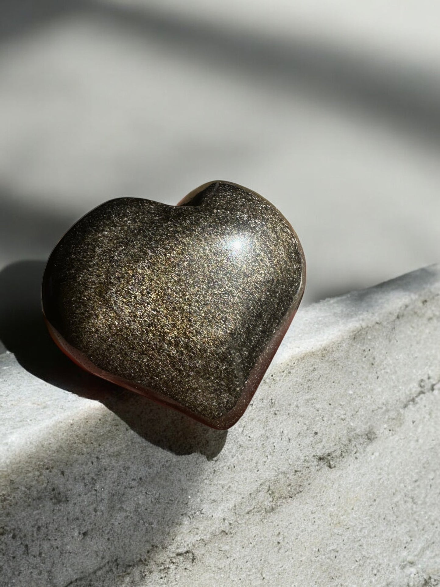 Gold obsidian crystal heart