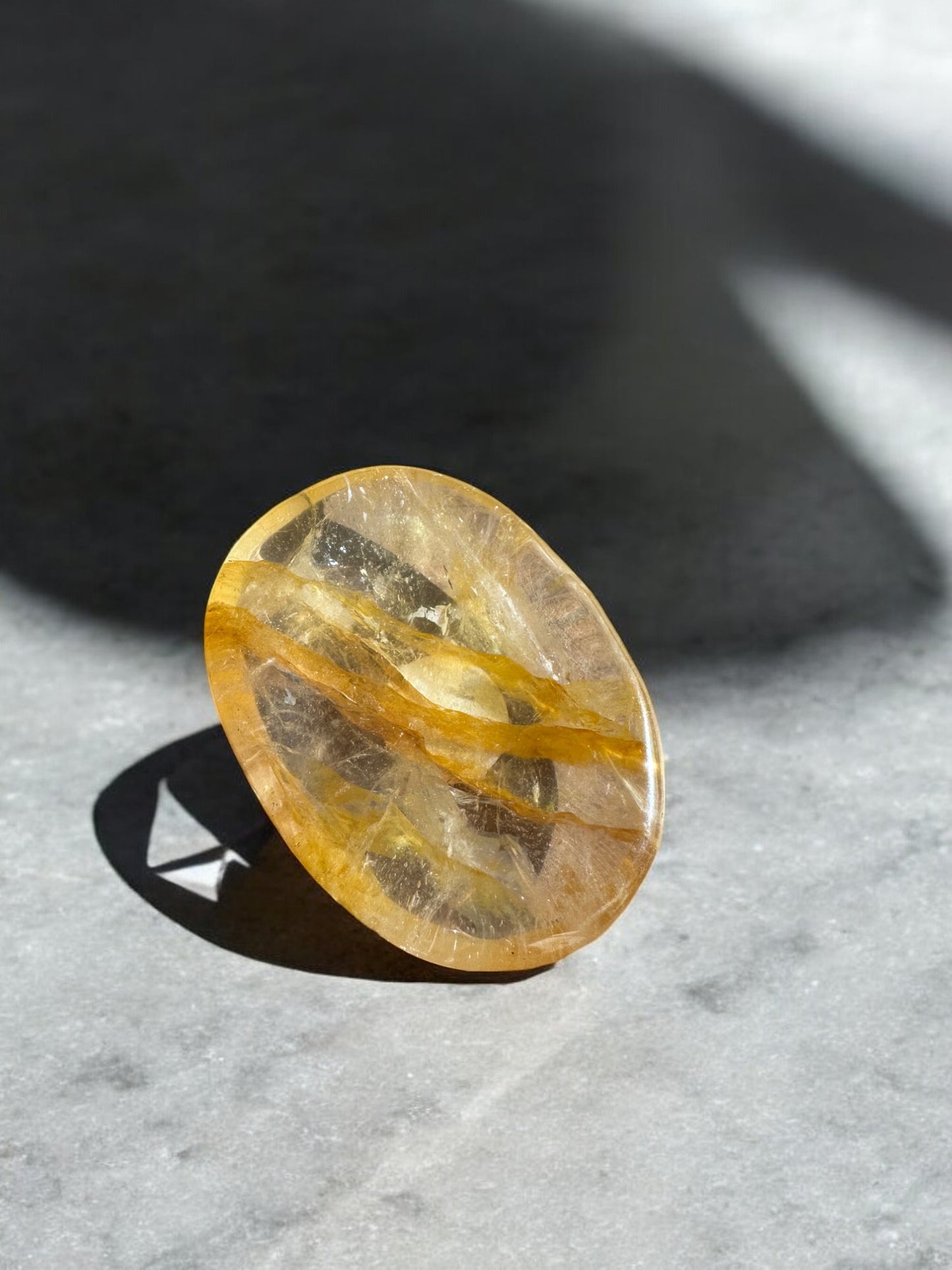 Golden healer quartz worry stone