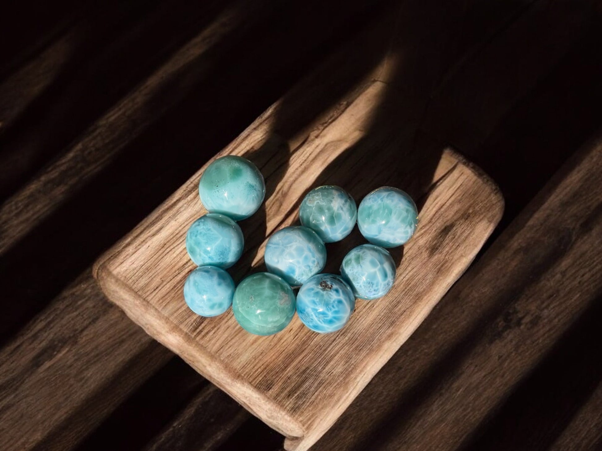 larimar mini crystal spheres