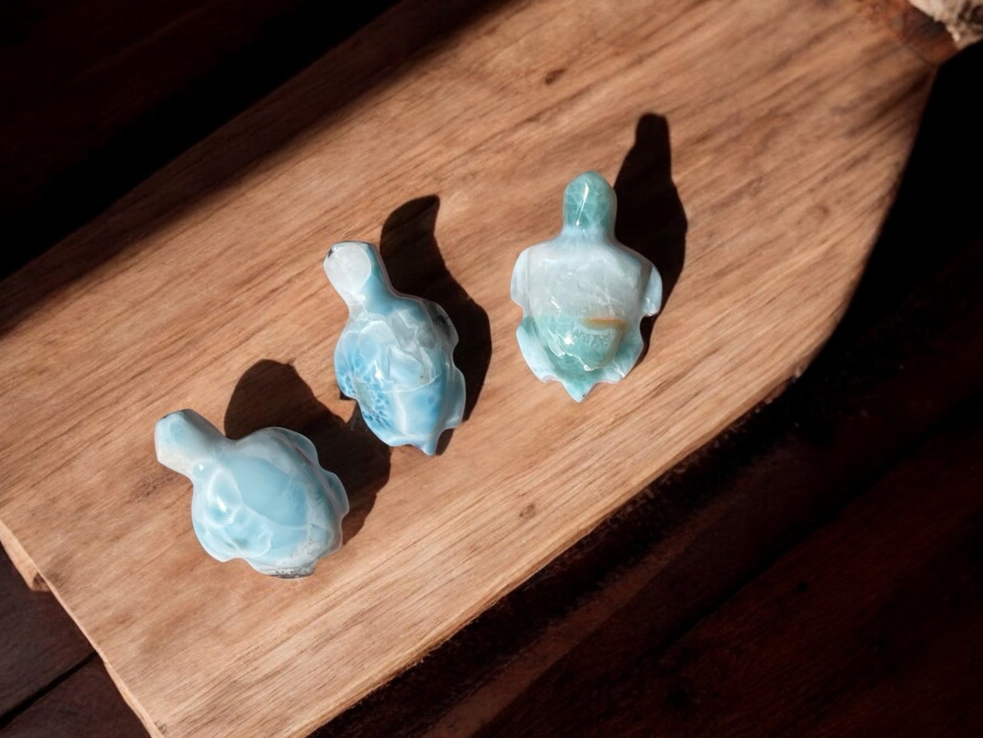 larimar stone tortoise crystal figurines