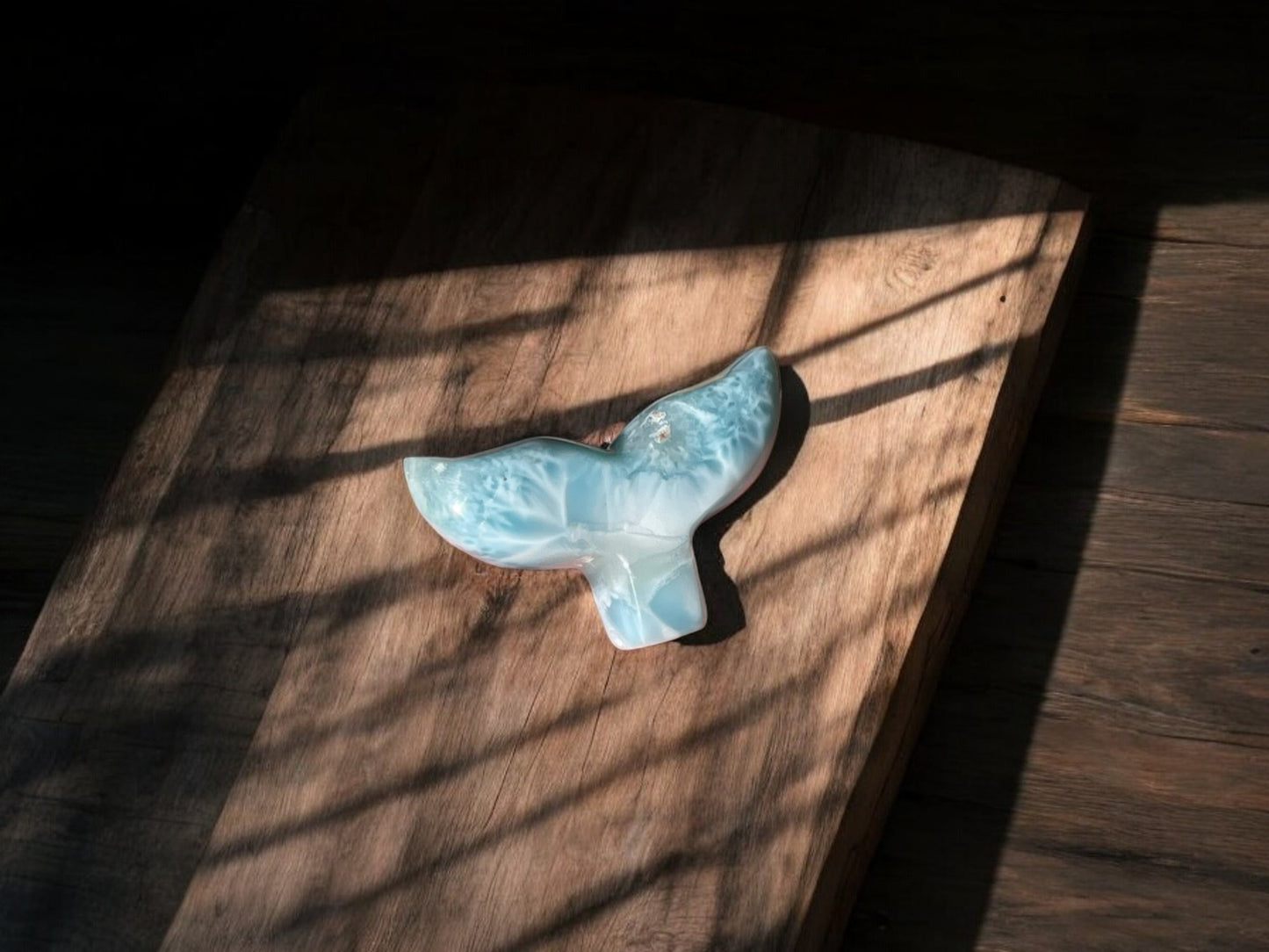 Larimar Whale Tail Crystal Decorations