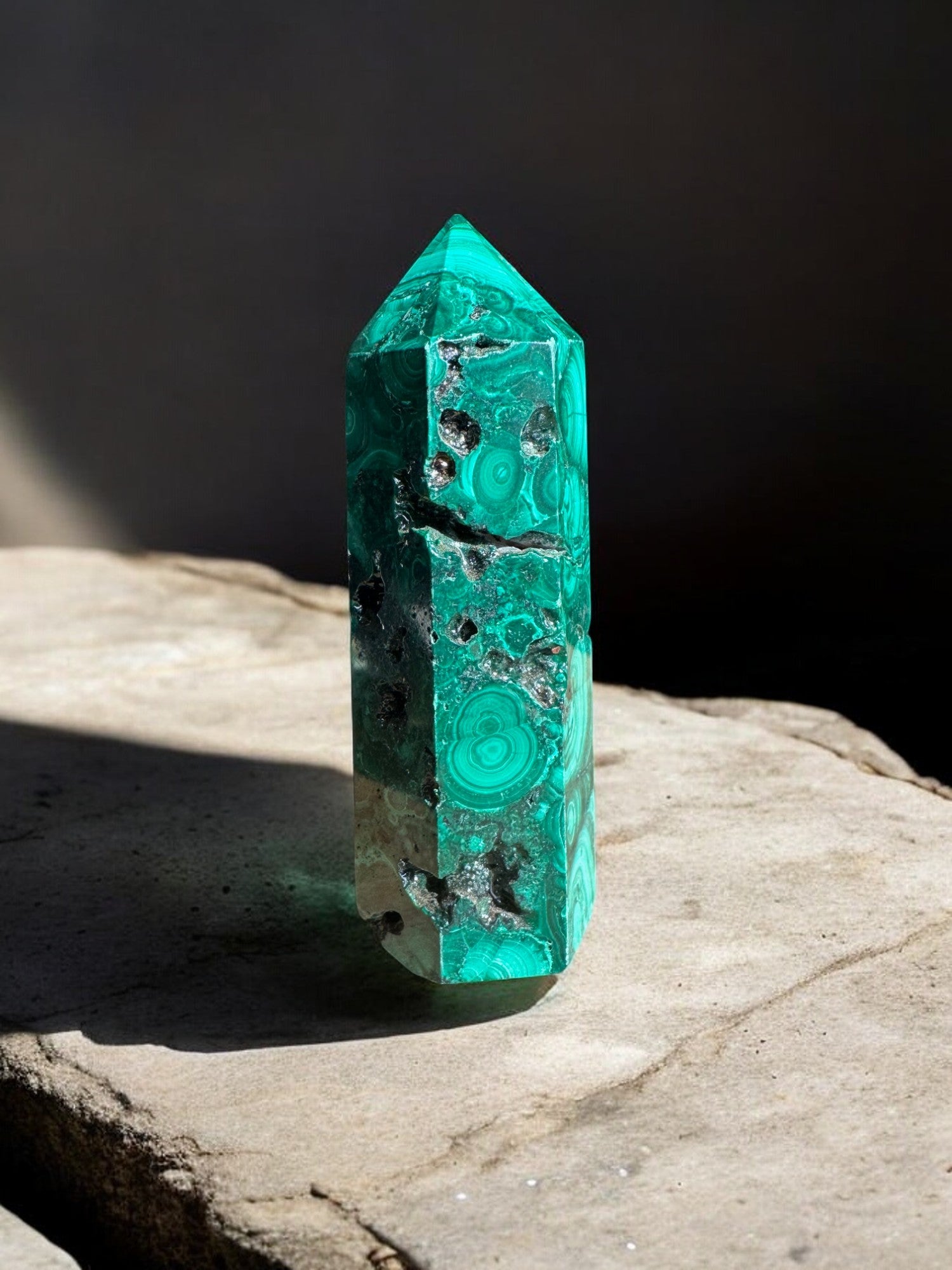 Malachite crystal tower option 3 front view