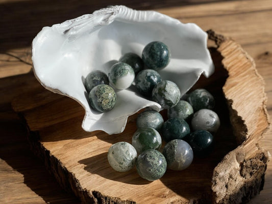 moss agate mini crystal spheres