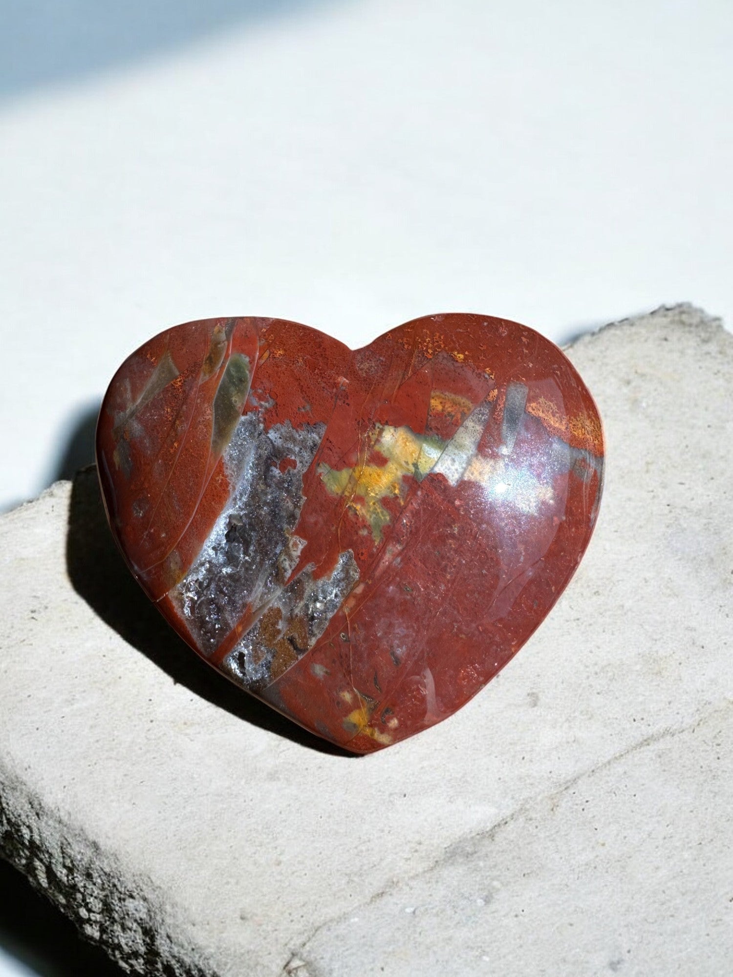 Ocean jasper crystal heart with druzy