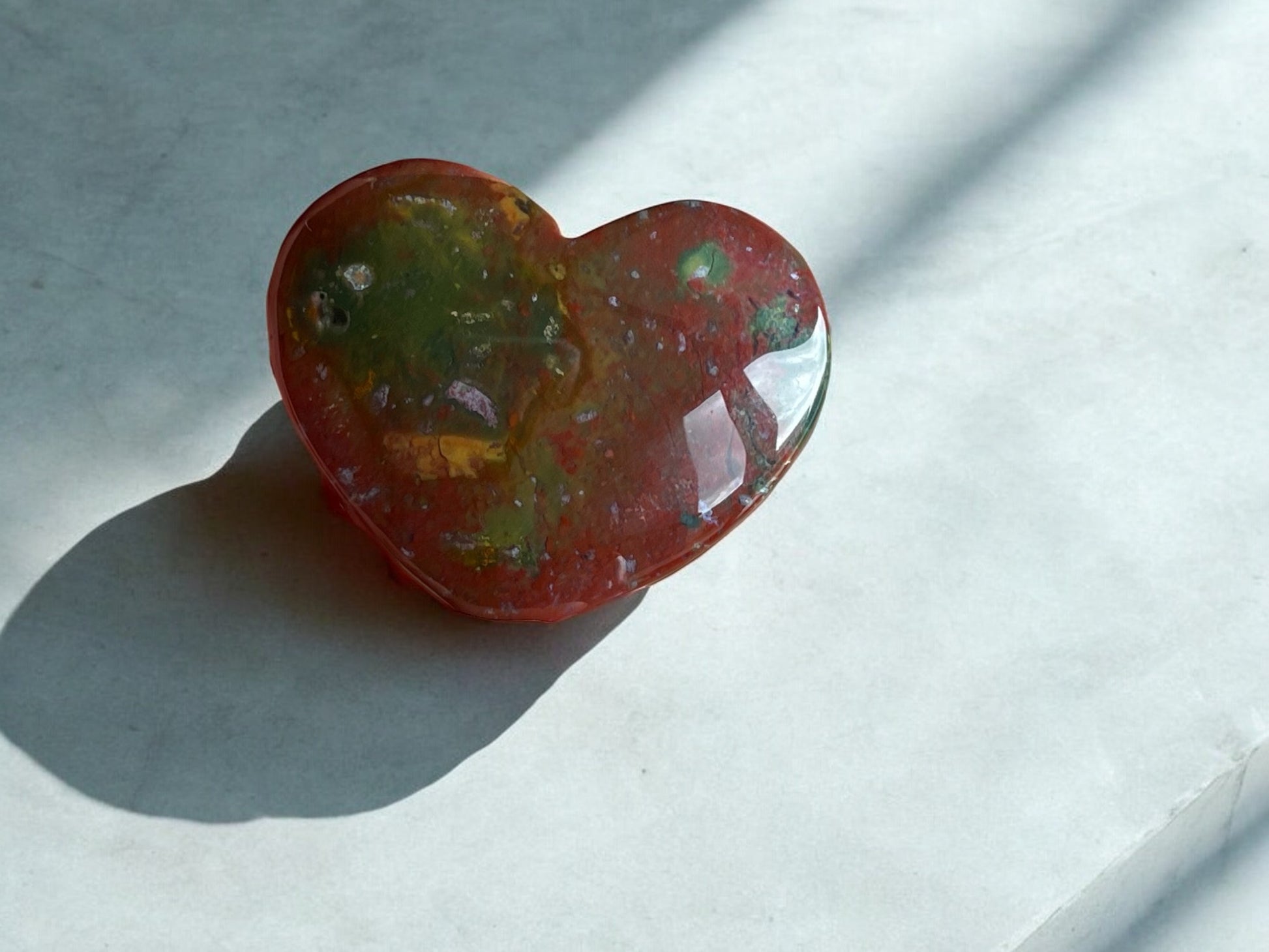 Ocean jasper crystal heart with different colours