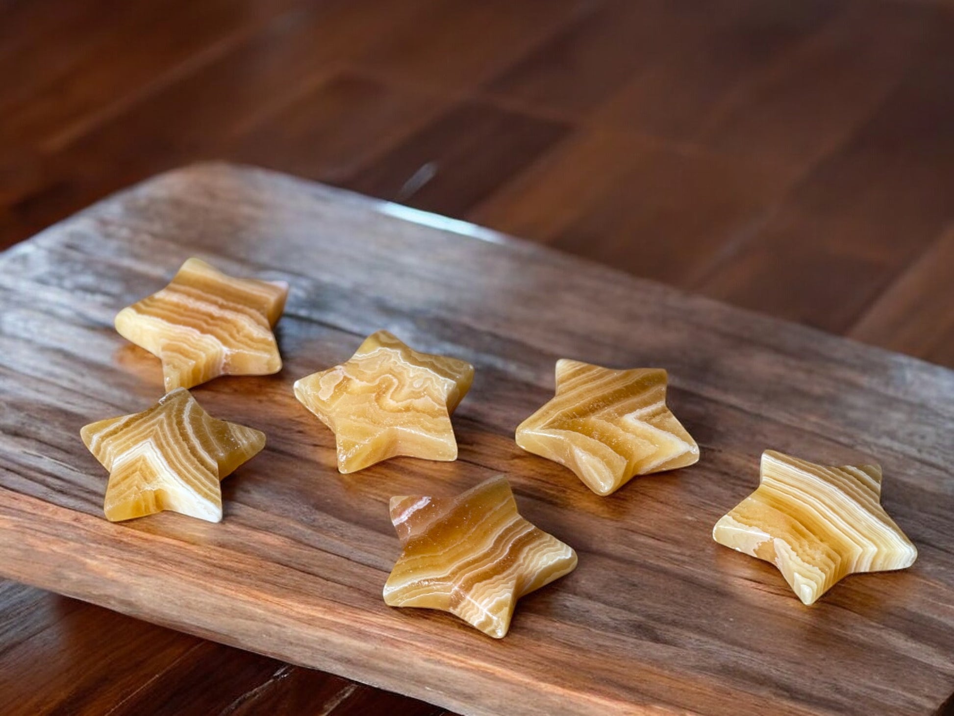 orange calcite crystal stars