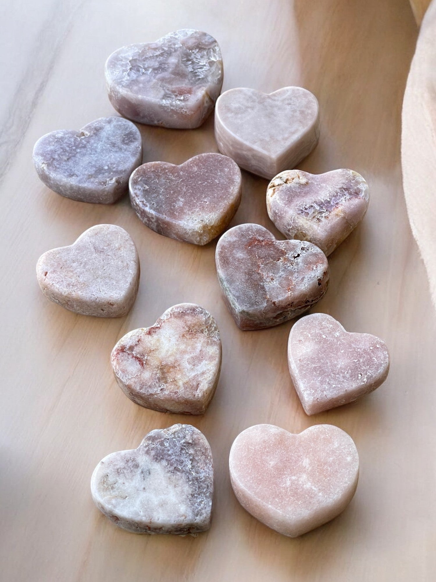 Pink amethyst small crystal hearts