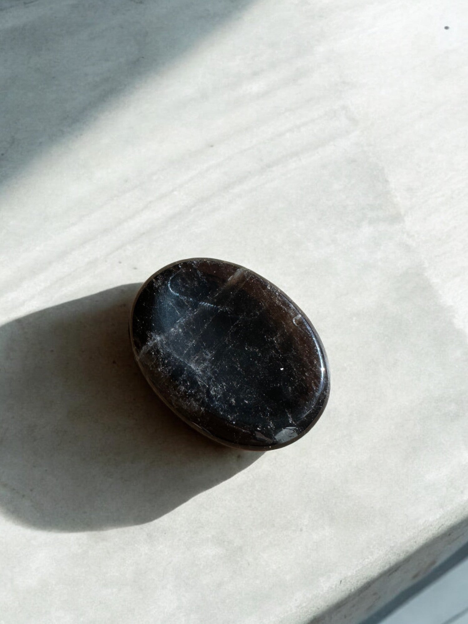 Smoky quartz worry stone