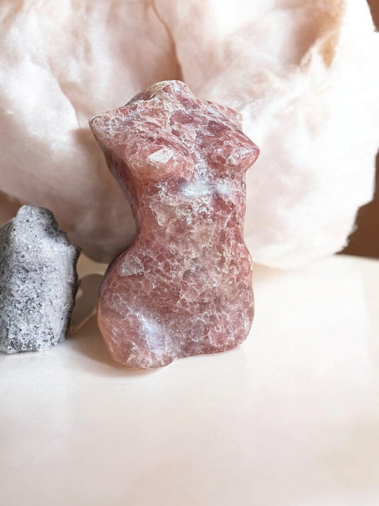 Strawberry quartz crystal figurine