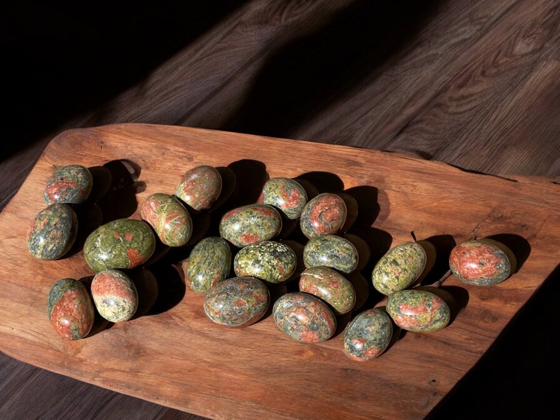 Unakite tumbled crystals