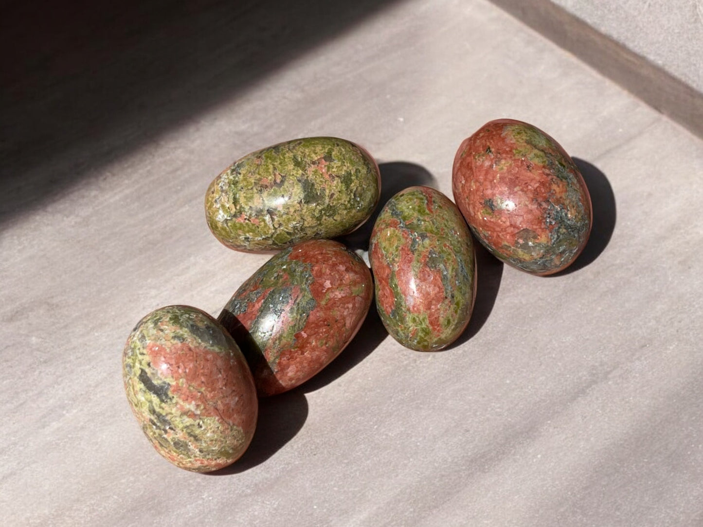 Unakite tumbled stones