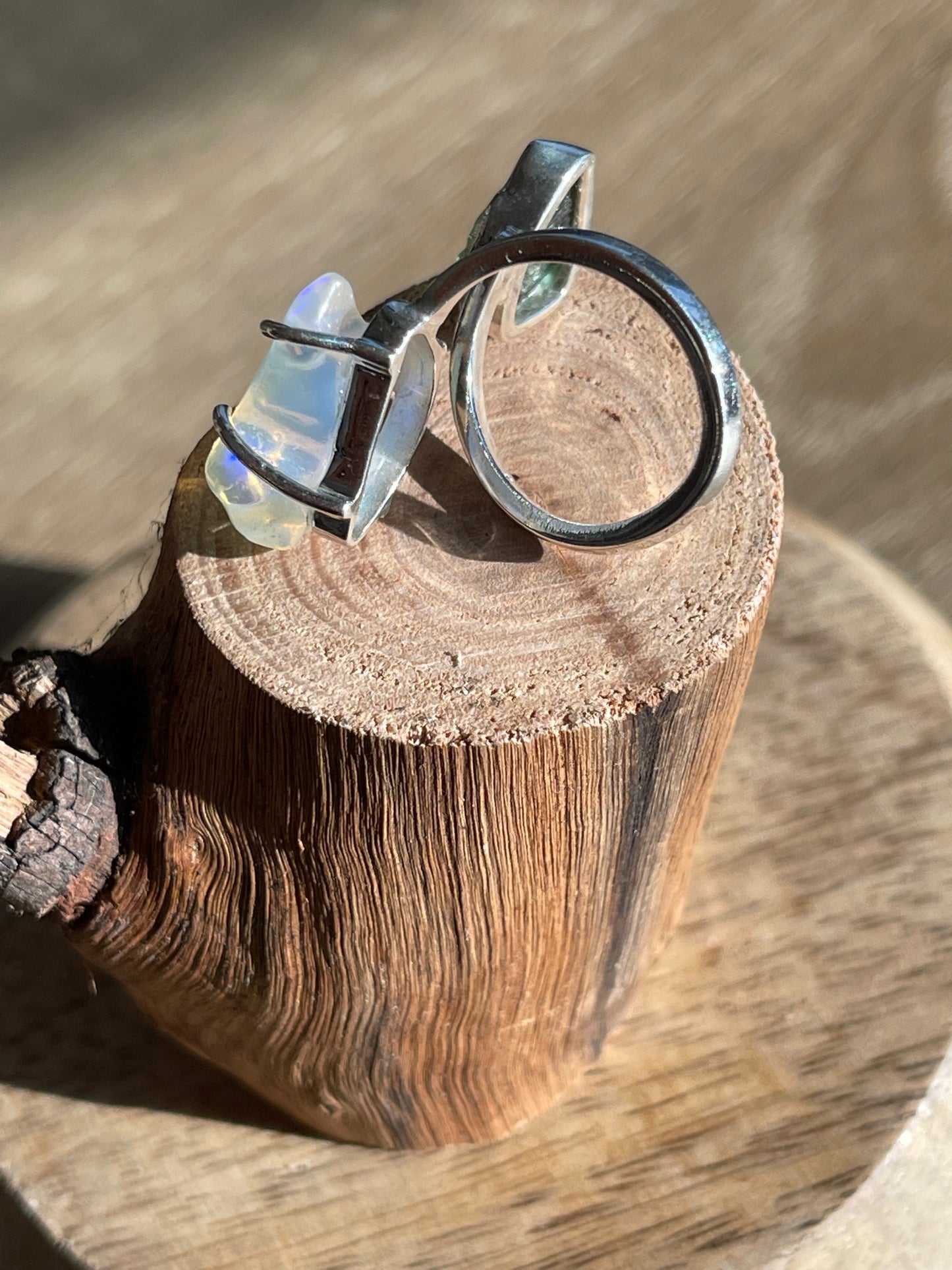 Ethiopian opal and diopside ring